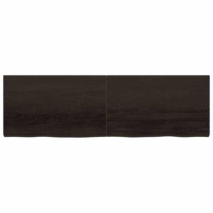 væghylde 200x60x(2-6) cm behandlet massivt egetræ mørkebrun
