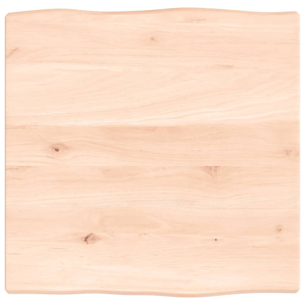 bordplade 40x40x2 cm naturlig kant ubehandlet massivt egetræ