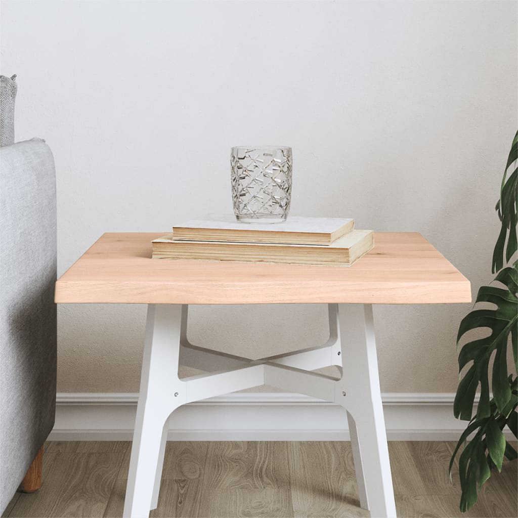 bordplade 40x40x2 cm naturlig kant ubehandlet massivt egetræ