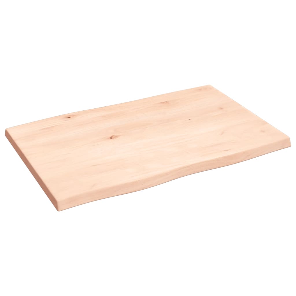 bordplade 60x40x2 cm naturlig kant ubehandlet massivt egetræ