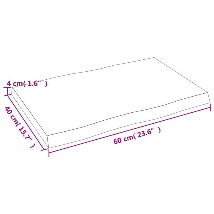 bordplade 60x40x(2-4)cm naturlig kant ubehandlet massivt træ