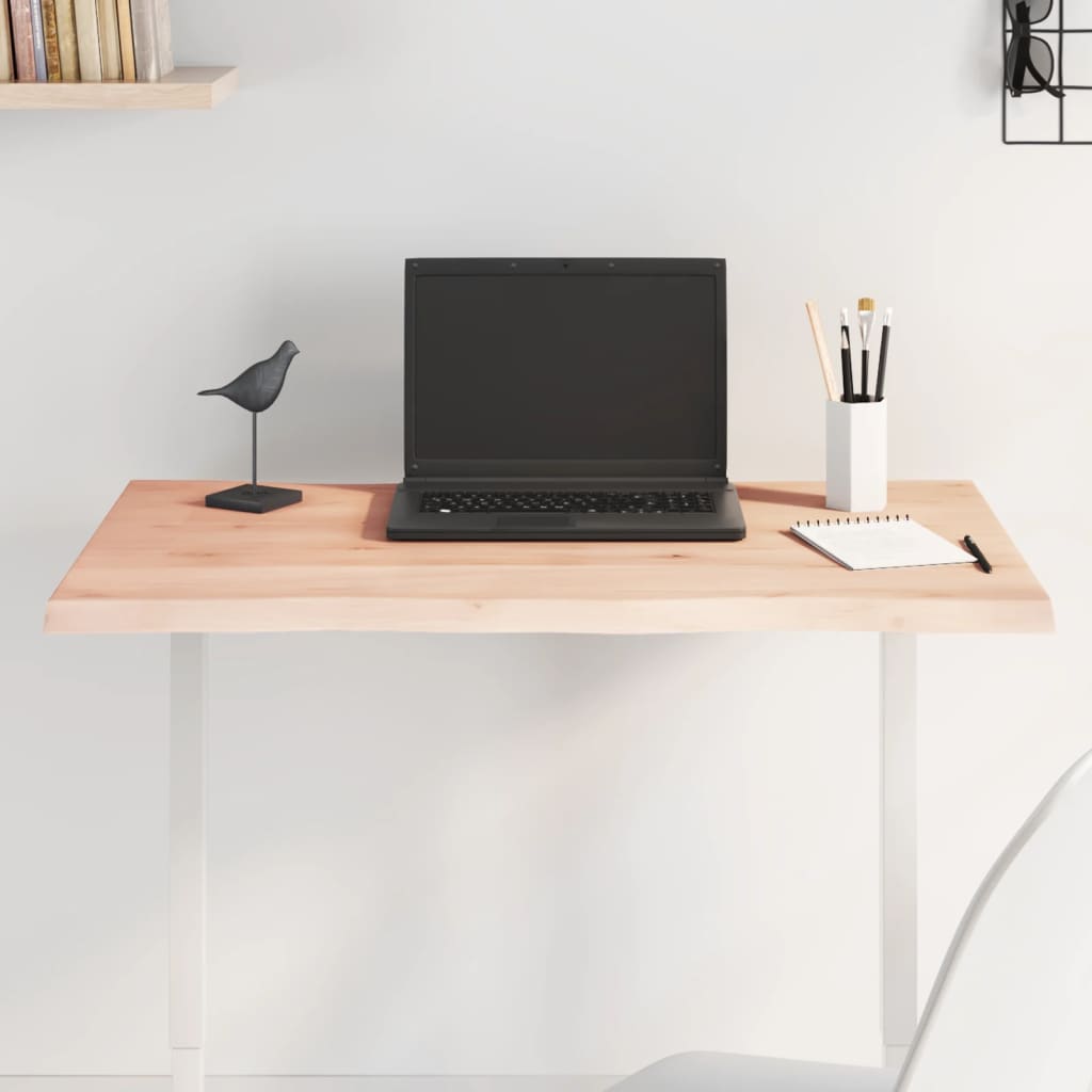 bordplade 80x40x2 cm naturlig kant ubehandlet massivt egetræ