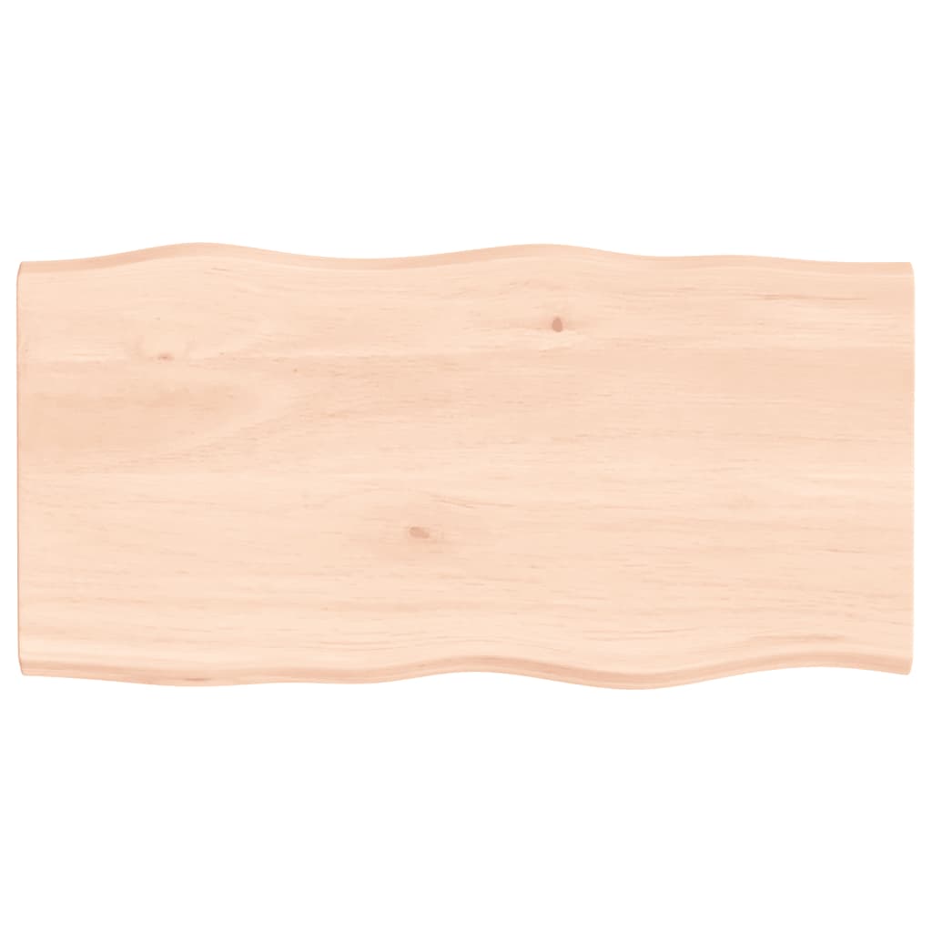 bordplade 100x50x2 cm naturlig kant ubehandlet massivt egetræ