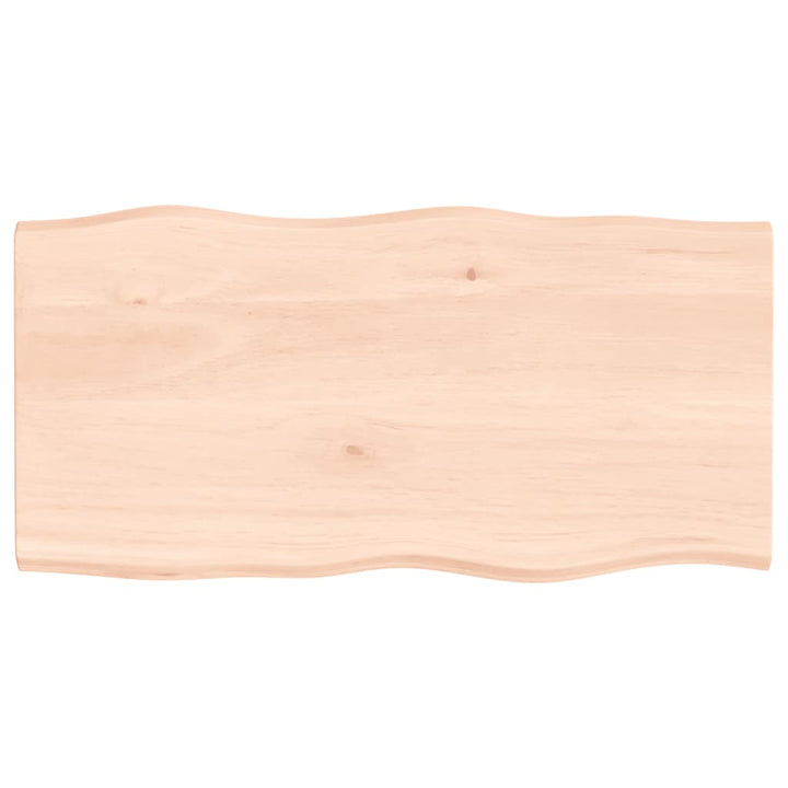 bordplade 100x50x2 cm naturlig kant ubehandlet massivt egetræ