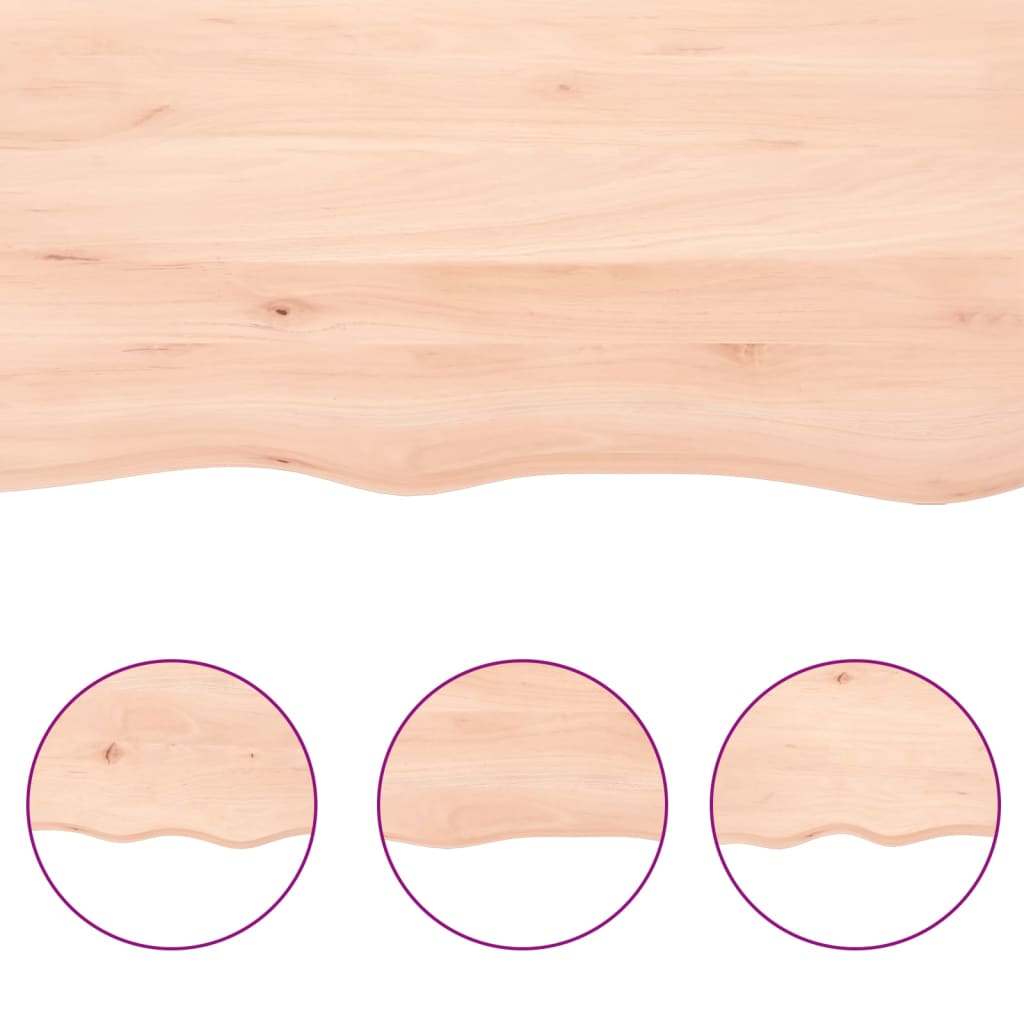 bordplade 100x50x2 cm naturlig kant ubehandlet massivt egetræ