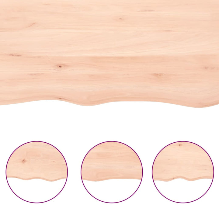 bordplade 100x50x2 cm naturlig kant ubehandlet massivt egetræ