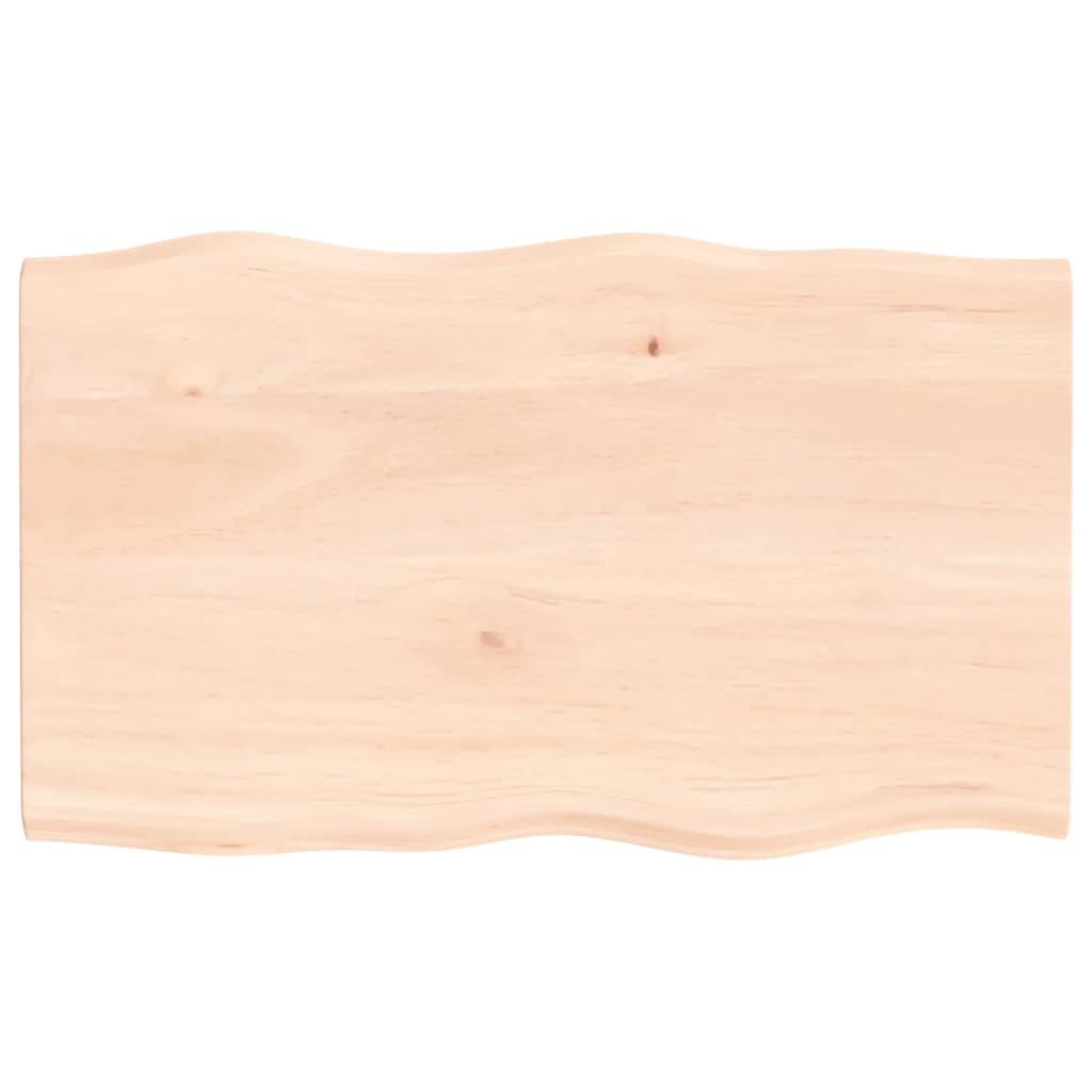bordplade 100x60x2 cm naturlig kant ubehandlet massivt egetræ