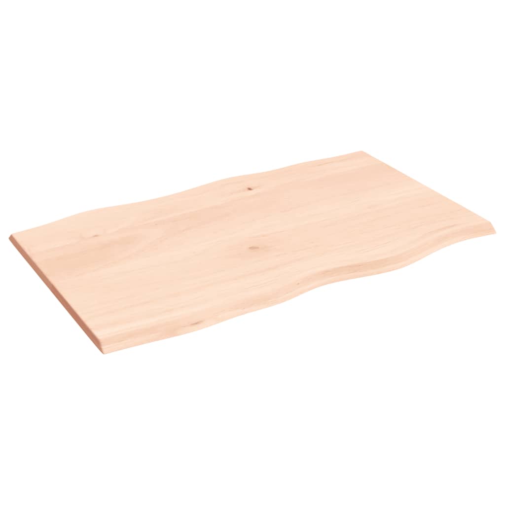 bordplade 100x60x2 cm naturlig kant ubehandlet massivt egetræ