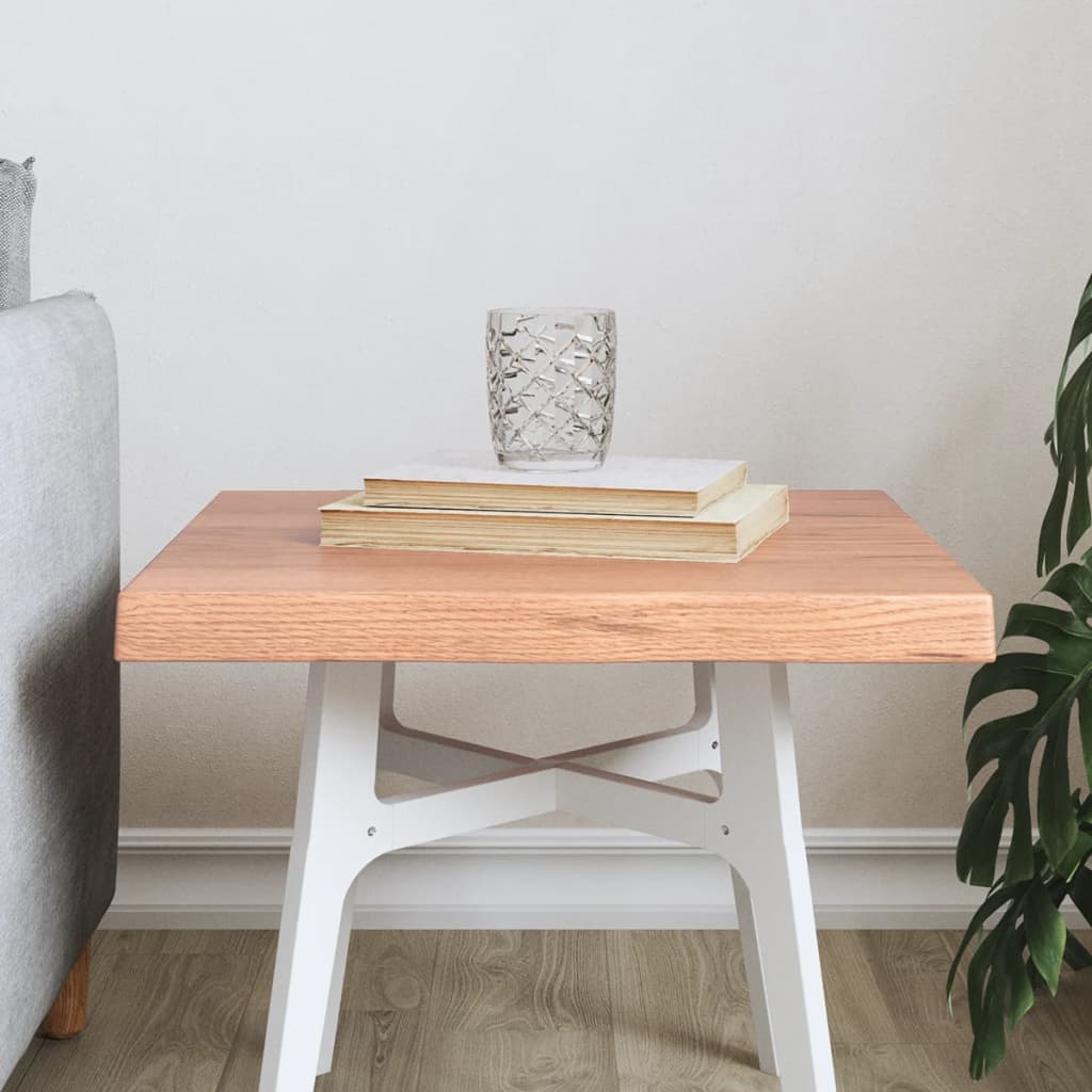 bordplade 40x40x(2-4) cm naturlig kant behandlet træ lysebrun