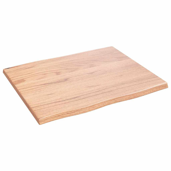 bordplade 60x50x2 cm naturlig kant behandlet egetræ lysebrun