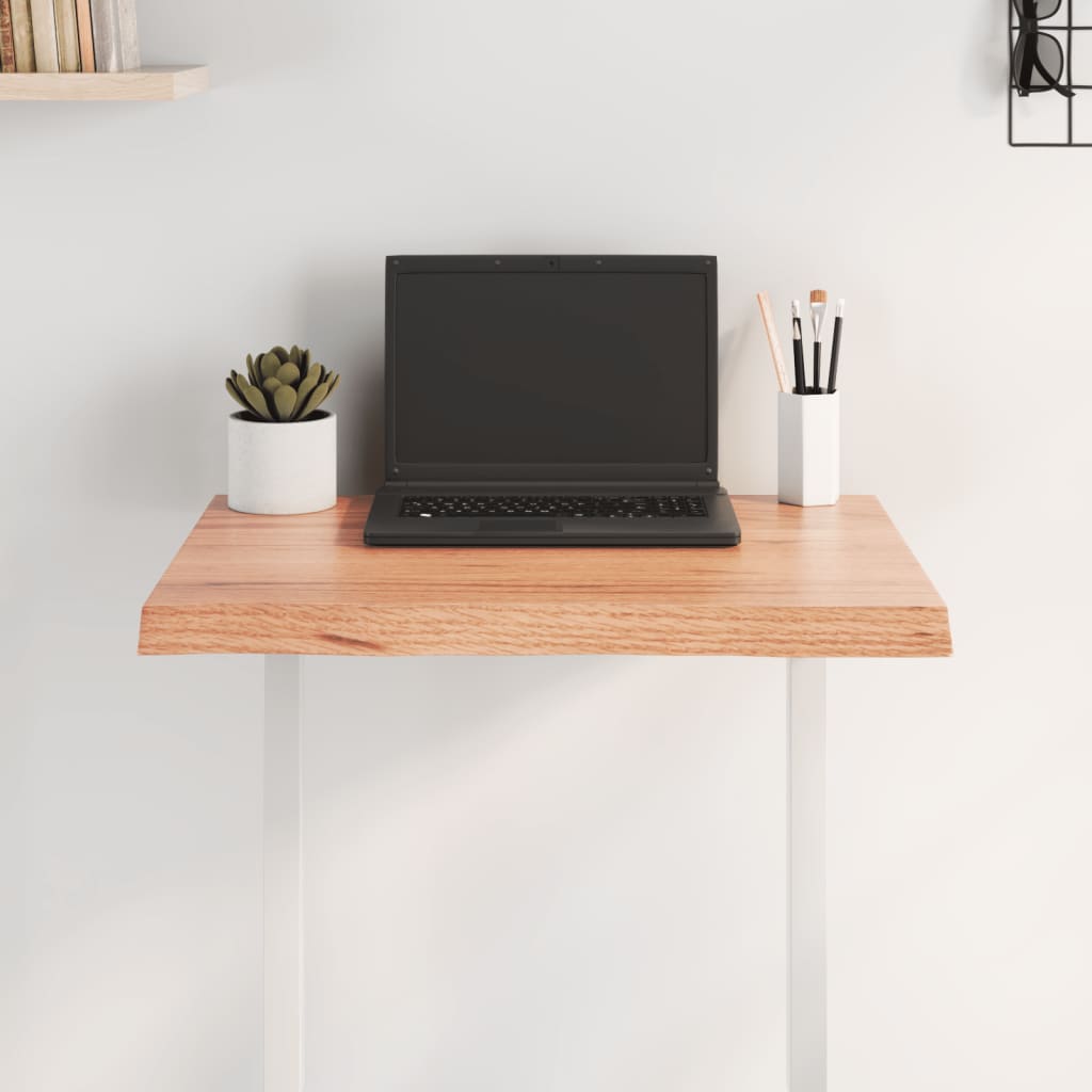 bordplade 60x50x(2-4) cm naturlig kant behandlet træ lysebrun