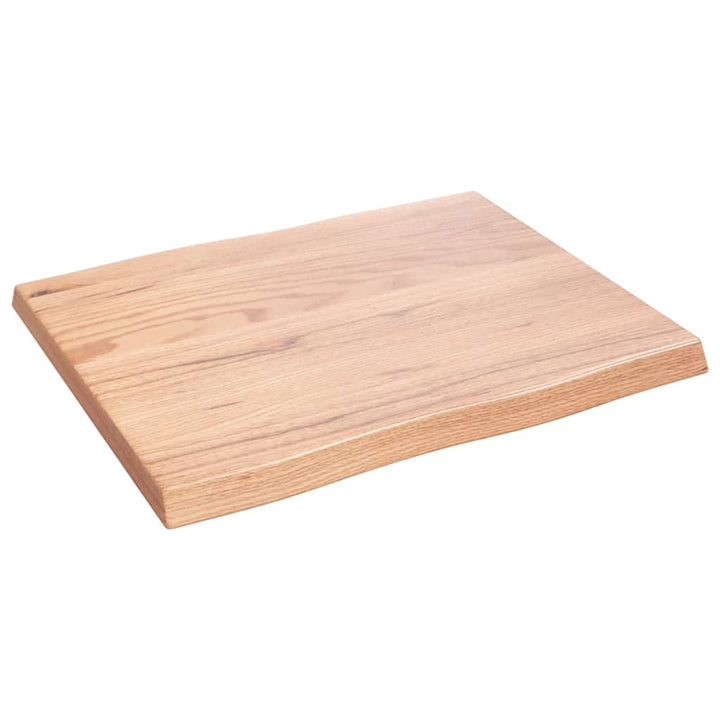 bordplade 60x50x(2-4) cm naturlig kant behandlet træ lysebrun