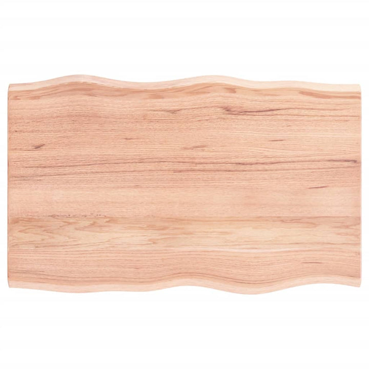 bordplade 80x50x2 cm naturlig kant behandlet egetræ lysebrun