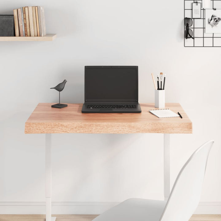 bordplade 80x50x(2-6) cm naturlig kant behandlet træ lysebrun