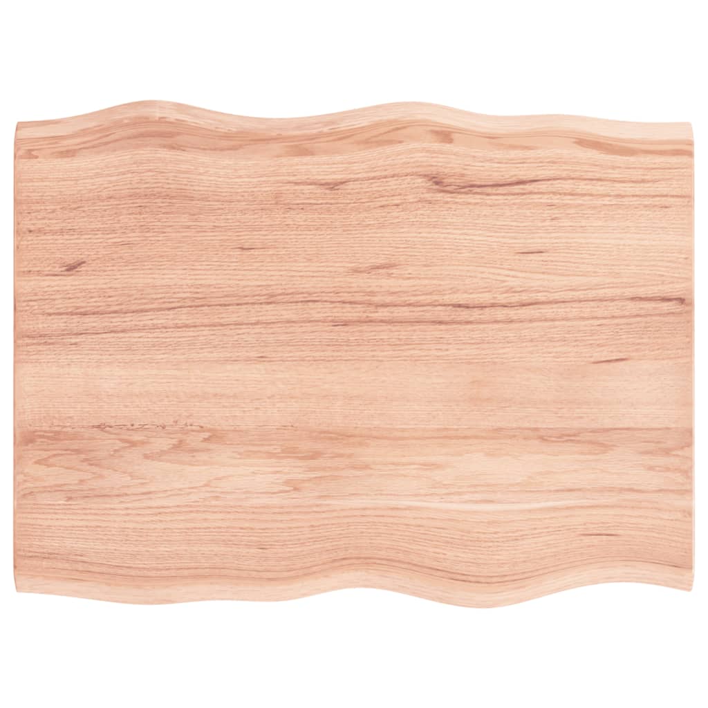 bordplade 80x60x2 cm naturlig kant behandlet egetræ lysebrun