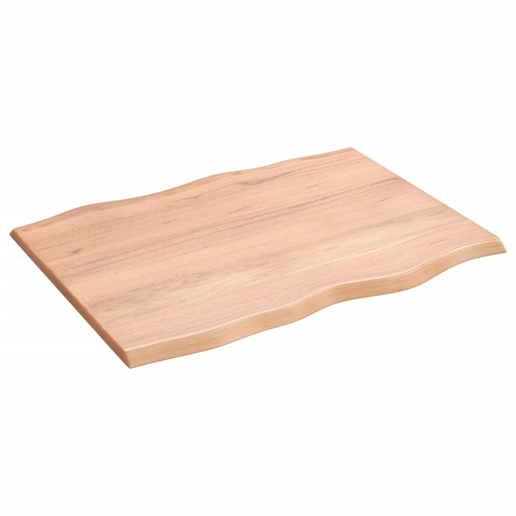 bordplade 80x60x2 cm naturlig kant behandlet egetræ lysebrun