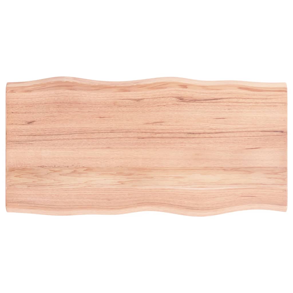 bordplade 100x50x2 cm naturlig kant behandlet egetræ lysebrun