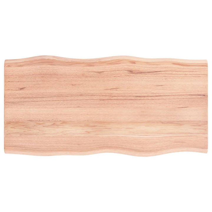 bordplade 100x50x2 cm naturlig kant behandlet egetræ lysebrun