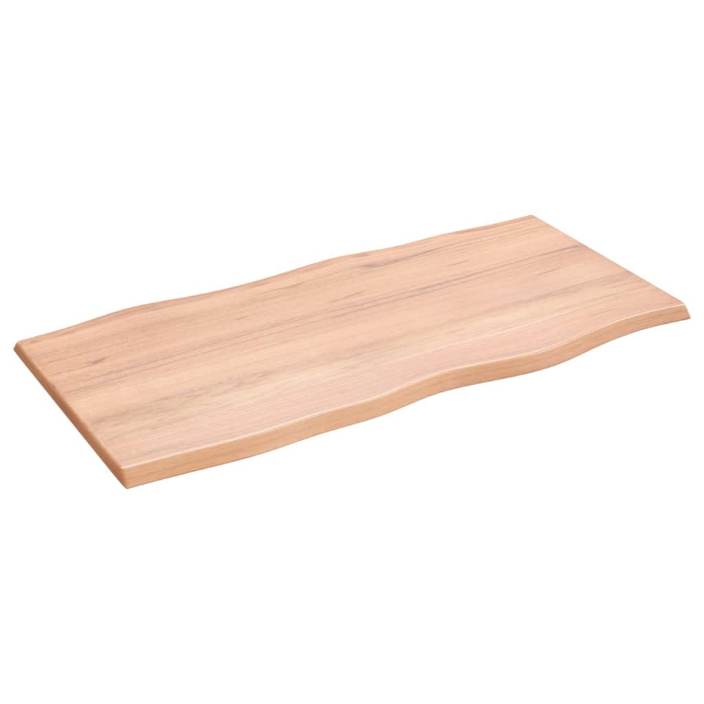 bordplade 100x50x2 cm naturlig kant behandlet egetræ lysebrun