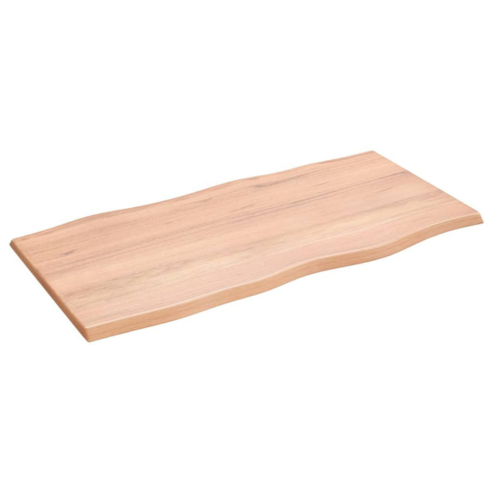bordplade 100x50x2 cm naturlig kant behandlet egetræ lysebrun