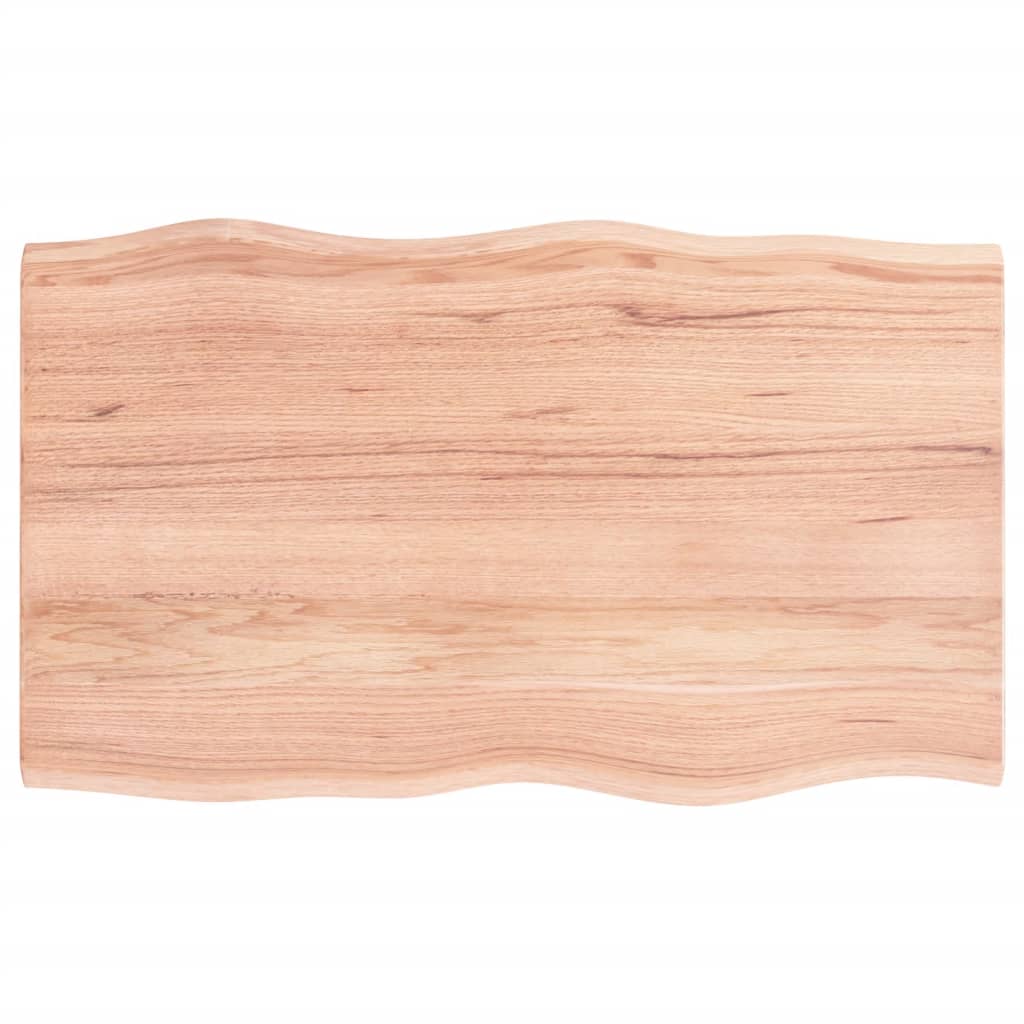 bordplade 100x60x2 cm naturlig kant behandlet egetræ lysebrun