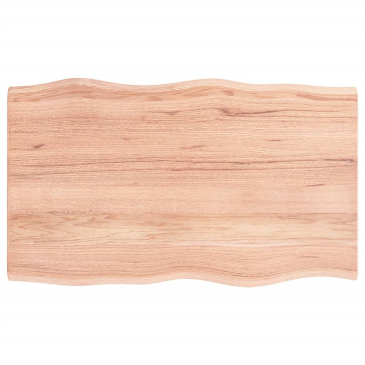 bordplade 100x60x2 cm naturlig kant behandlet egetræ lysebrun