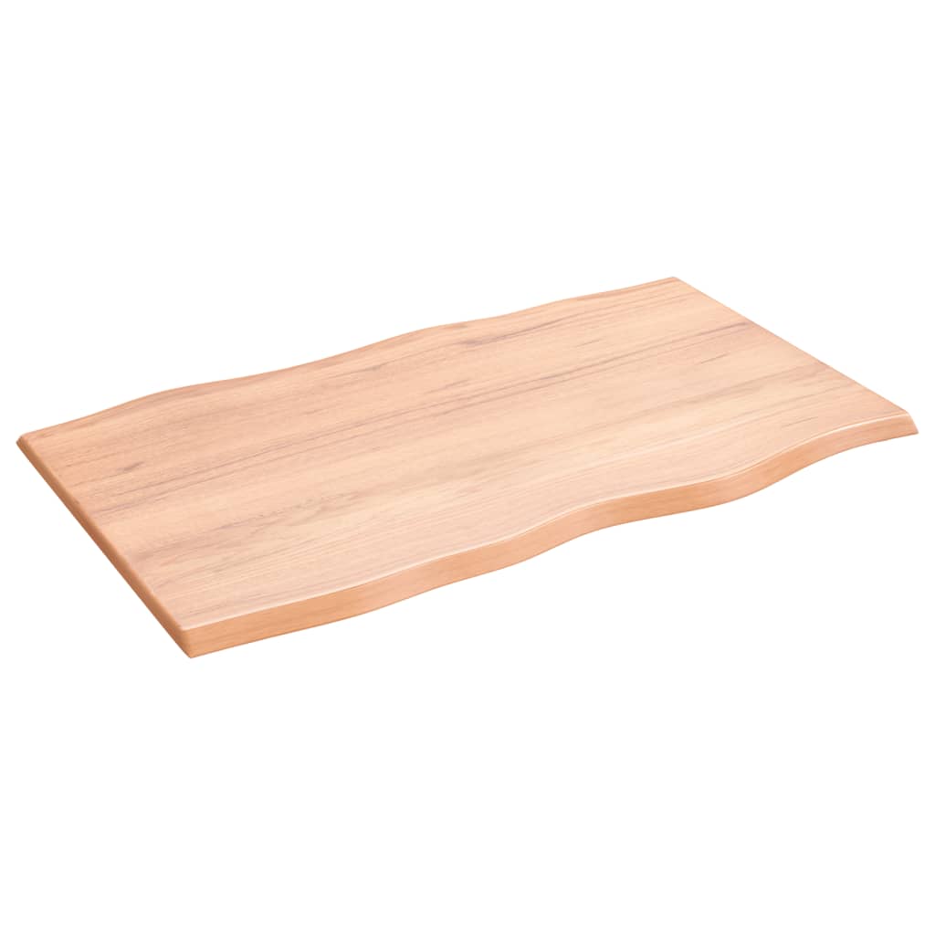 bordplade 100x60x2 cm naturlig kant behandlet egetræ lysebrun
