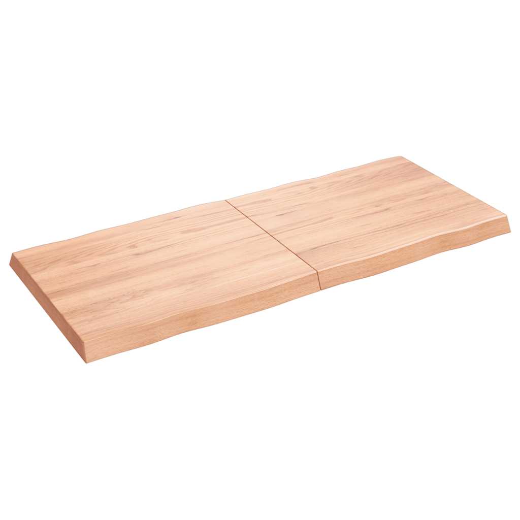 bordplade 140x60x(2-6) cm naturlig kant behandlet træ lysebrun