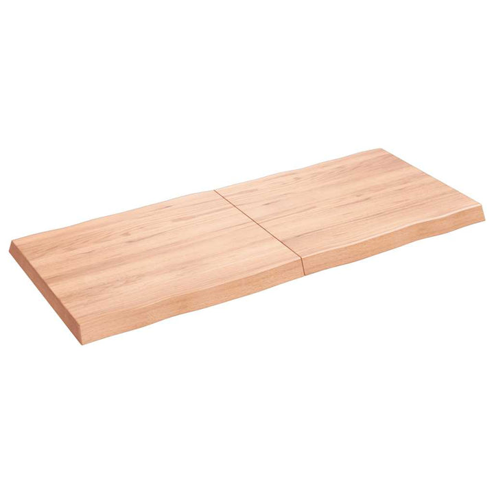 bordplade 140x60x(2-6) cm naturlig kant behandlet træ lysebrun