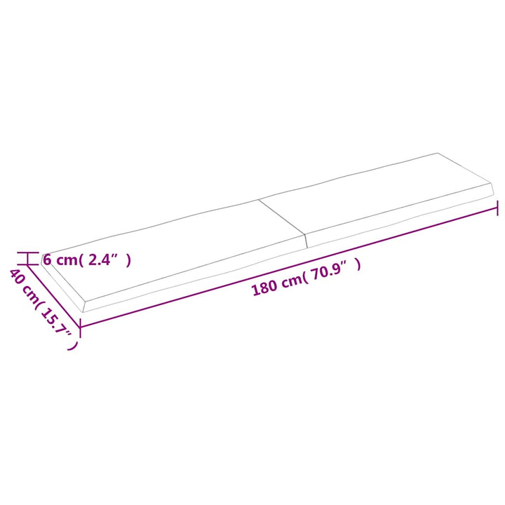 bordplade 180x40x(2-6) cm naturlig kant behandlet træ lysebrun