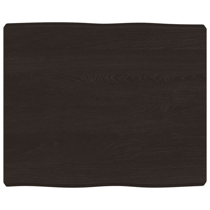 bordplade 60x50x(2-6) cm naturlig kant behandlet træ mørkebrun