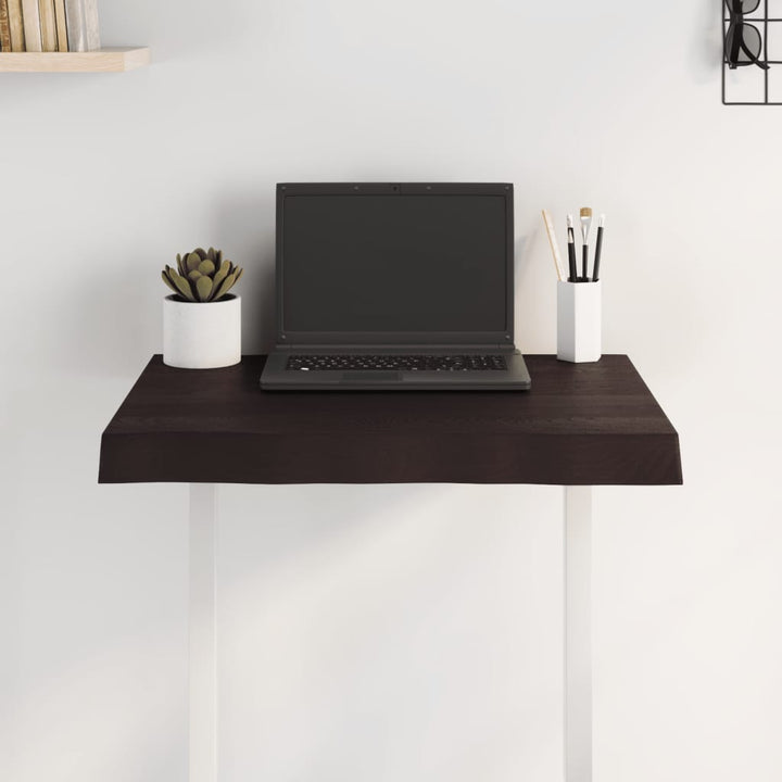 bordplade 60x50x(2-6) cm naturlig kant behandlet træ mørkebrun