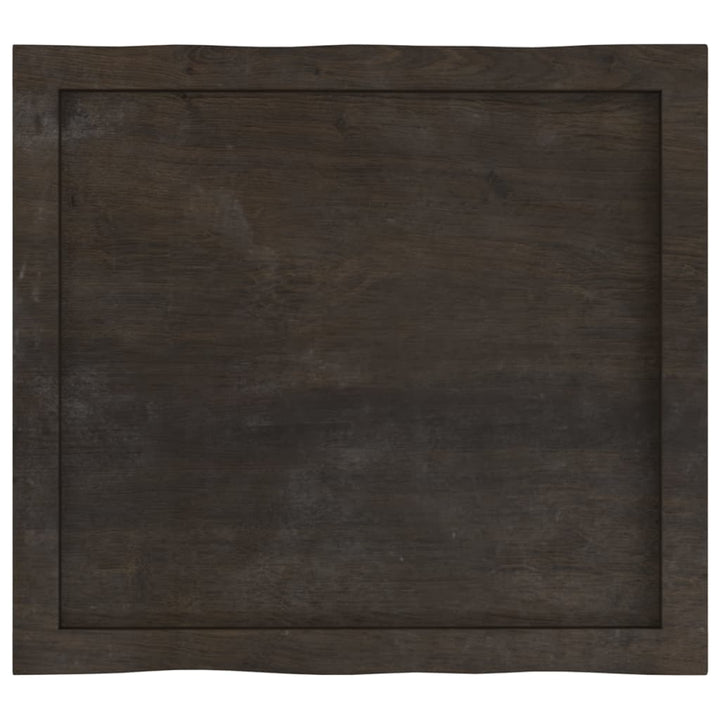 bordplade 60x50x(2-6) cm naturlig kant behandlet træ mørkebrun