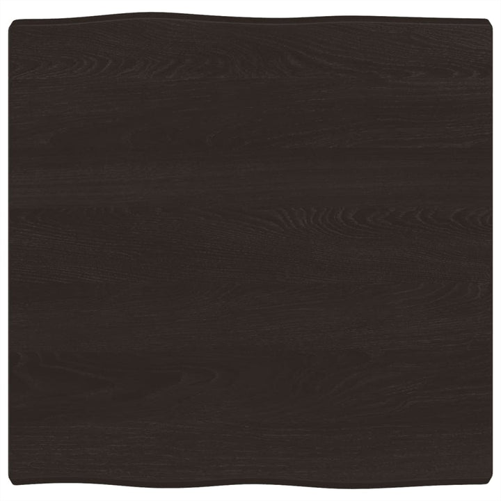 bordplade 60x60x(2-4) cm naturlig kant behandlet træ mørkebrun