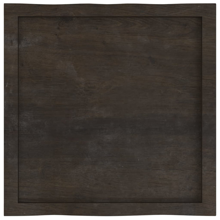 bordplade 60x60x(2-4) cm naturlig kant behandlet træ mørkebrun