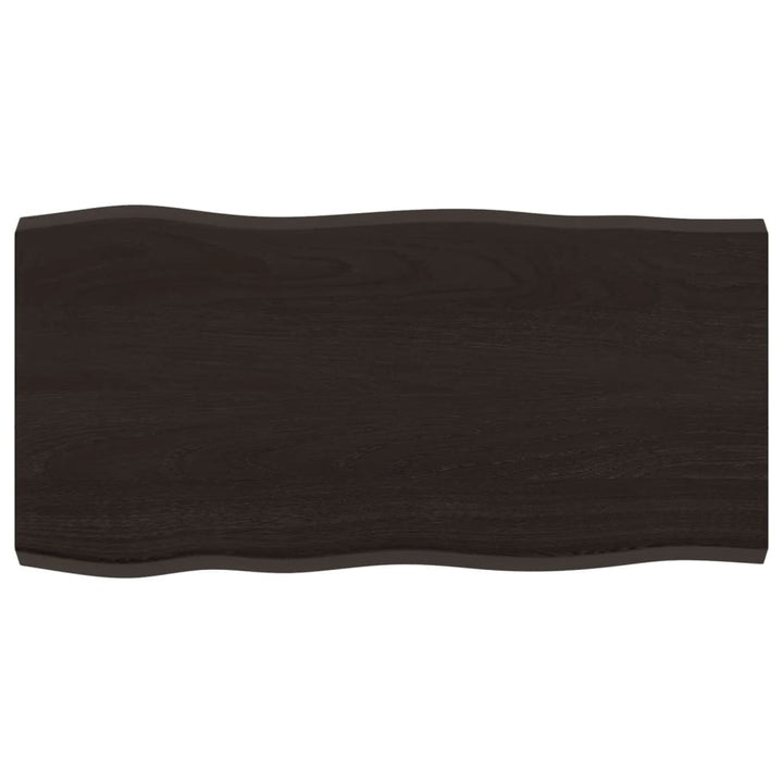 bordplade 80x40x(2-4) cm naturlig kant behandlet træ mørkebrun