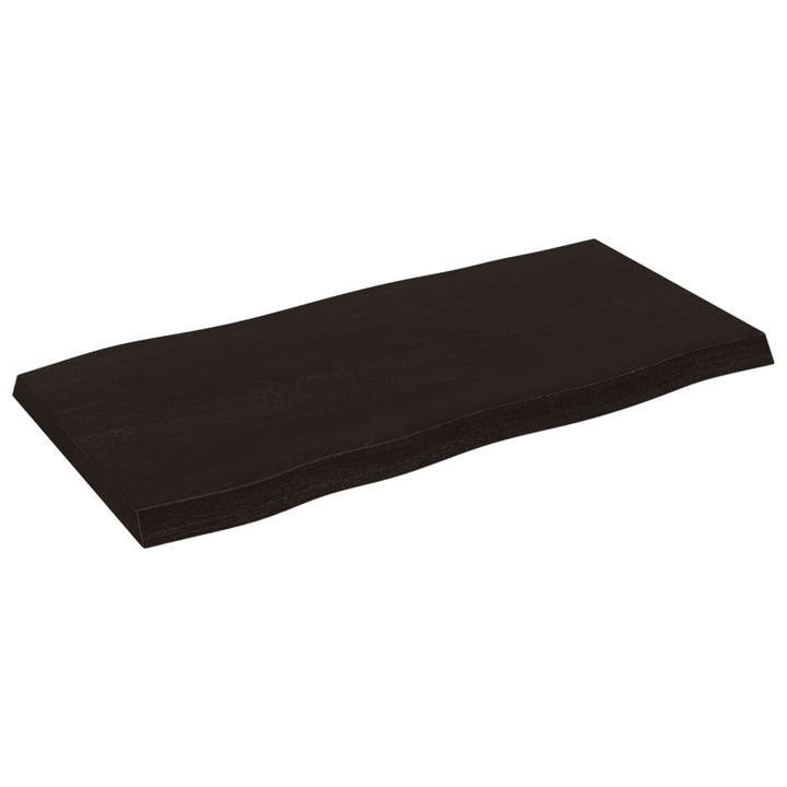bordplade 80x40x(2-4) cm naturlig kant behandlet træ mørkebrun