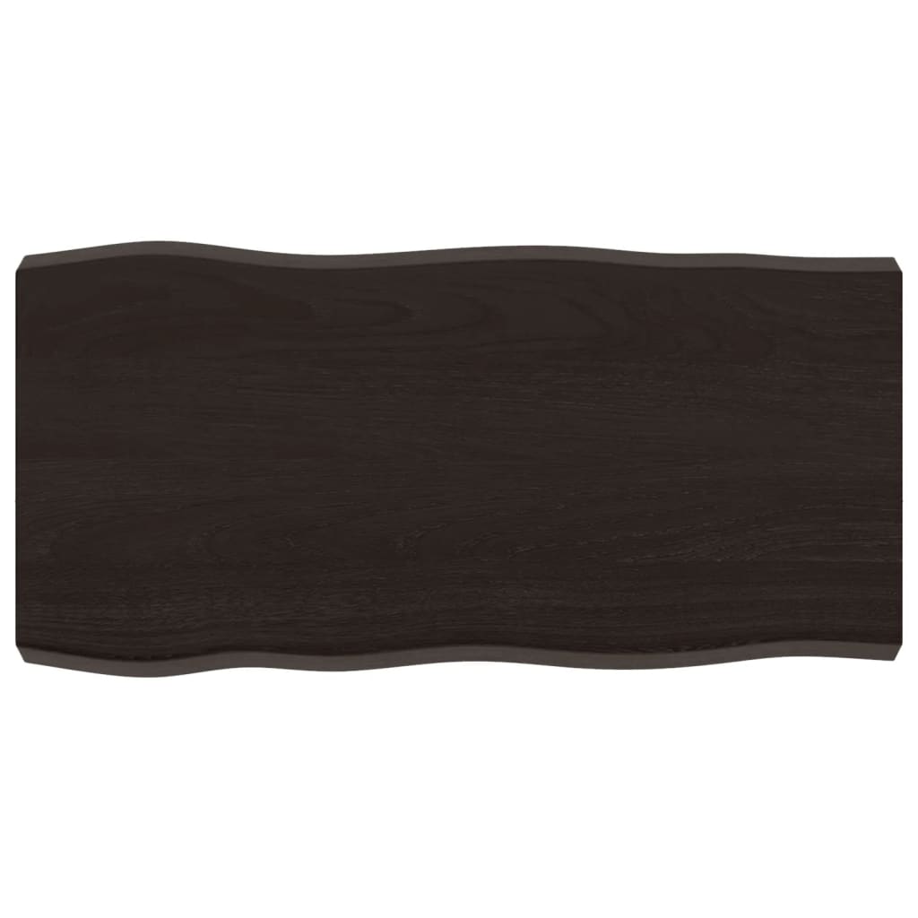 bordplade 80x40x(2-6) cm naturlig kant behandlet træ mørkebrun