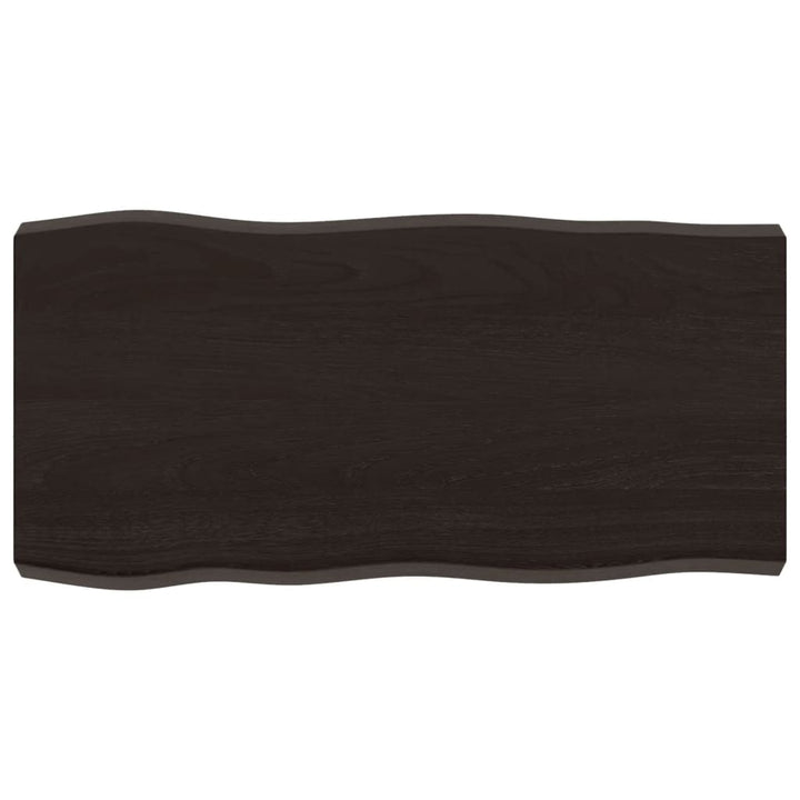 bordplade 80x40x(2-6) cm naturlig kant behandlet træ mørkebrun