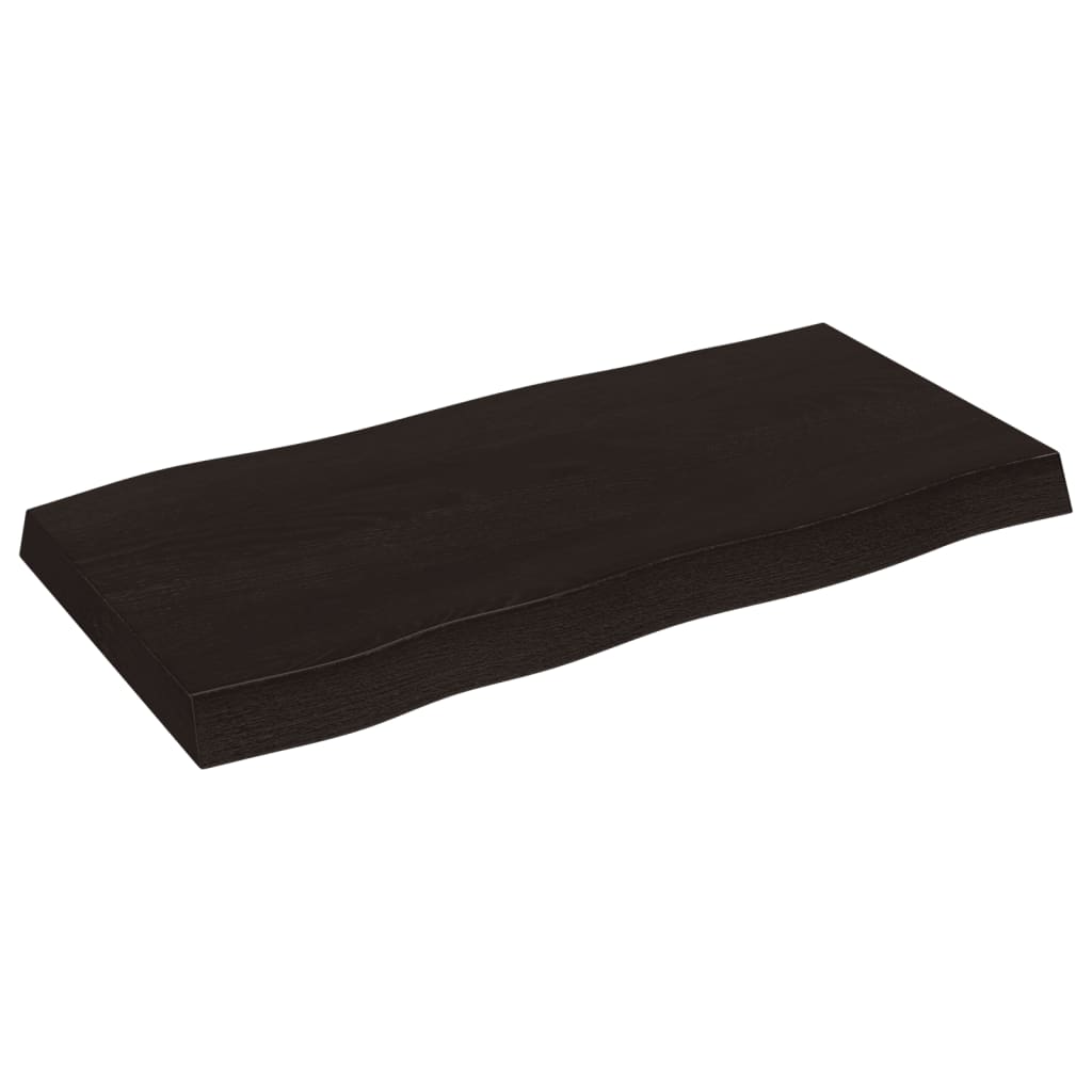 bordplade 80x40x(2-6) cm naturlig kant behandlet træ mørkebrun