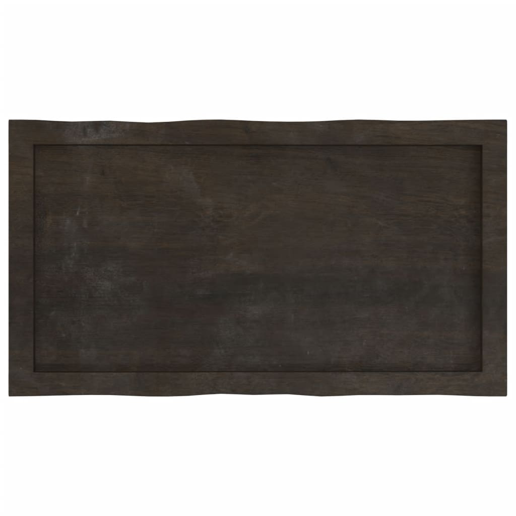 bordplade 80x40x(2-6) cm naturlig kant behandlet træ mørkebrun