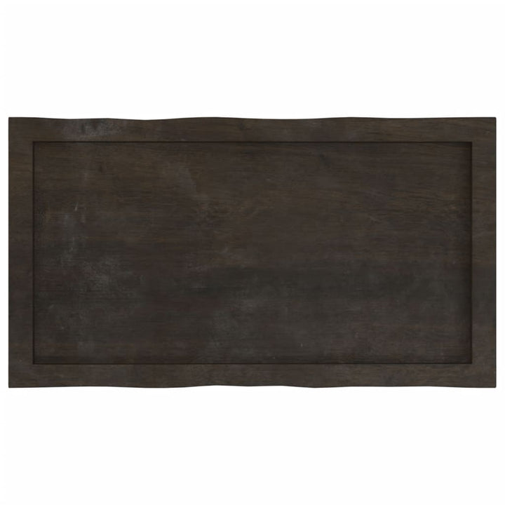 bordplade 80x40x(2-6) cm naturlig kant behandlet træ mørkebrun
