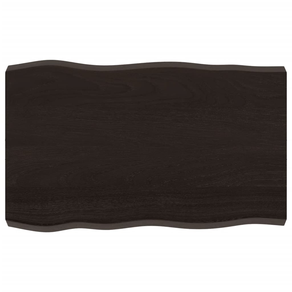 bordplade 80x50x(2-6) cm naturlig kant behandlet træ mørkebrun
