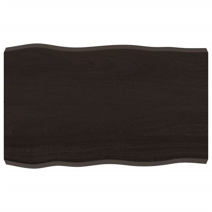 bordplade 80x50x(2-6) cm naturlig kant behandlet træ mørkebrun