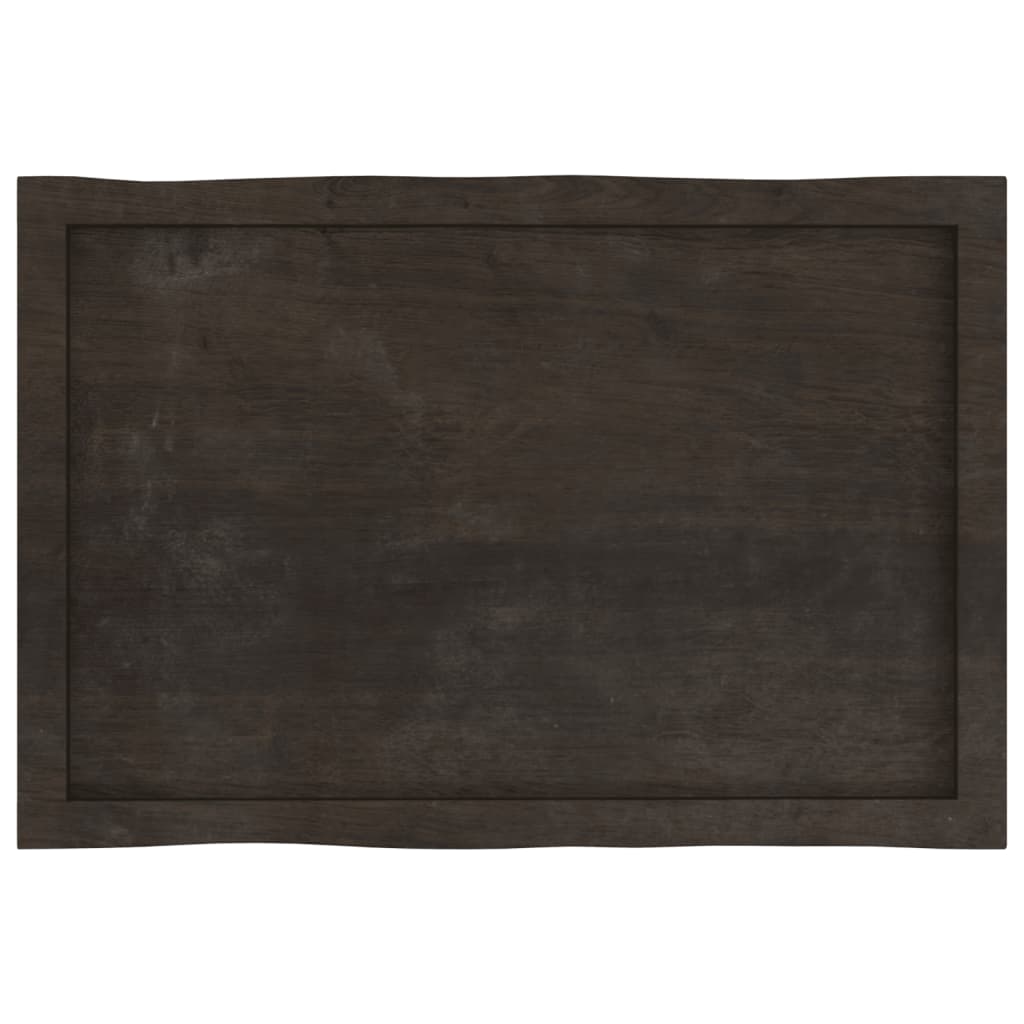 bordplade 80x50x(2-6) cm naturlig kant behandlet træ mørkebrun