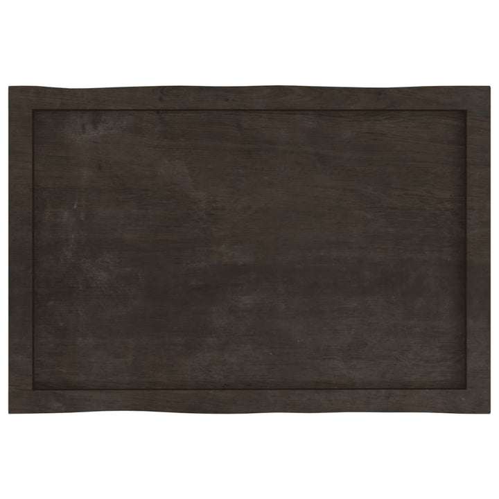 bordplade 80x50x(2-6) cm naturlig kant behandlet træ mørkebrun