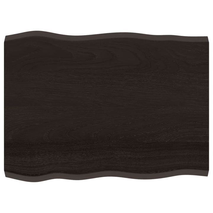 bordplade 80x60x(2-4) cm naturlig kant behandlet træ mørkebrun