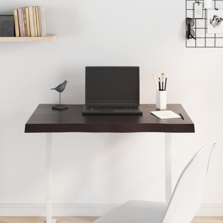 bordplade 80x60x(2-4) cm naturlig kant behandlet træ mørkebrun