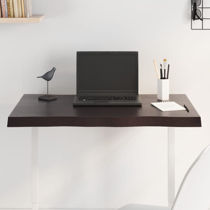 bordplade 80x60x(2-4) cm naturlig kant behandlet træ mørkebrun