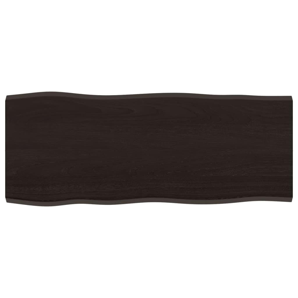 bordplade 100x40x2 cm naturlig kant behandlet egetræ mørkebrun